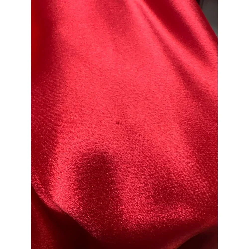 Jessica McClintock Gunne Sax Vintage 90's Red Satin Halter Evening Gown with Rhi - Picture 8 of 9